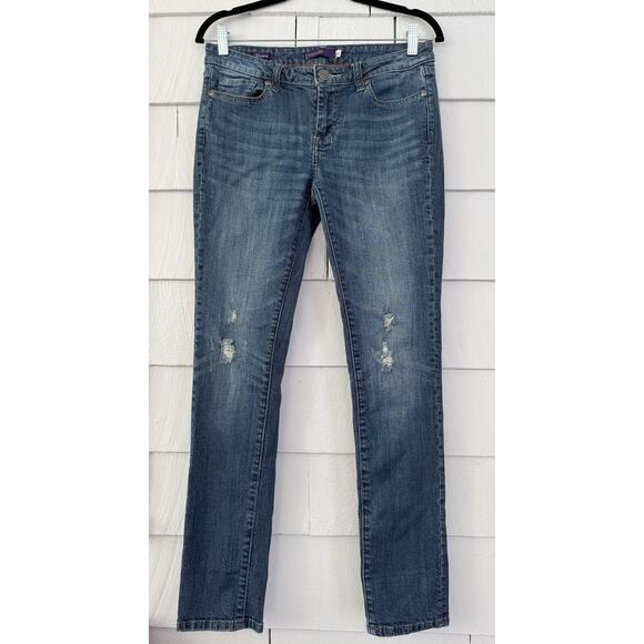 Vigoss Women's Sz 5 Skinny Jeans Clear Rhinestone Bling Distressed Med Wash Y2K - Picture 2 of 7